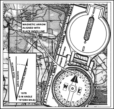 Figure 11-3. Map oriented with 15 degrees east declination.