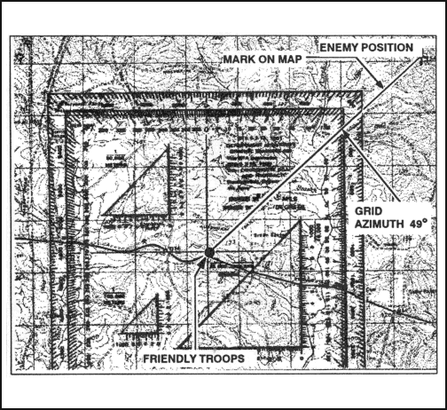 Figure 6-7. Plotting an azimuth on the map.