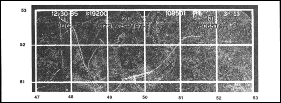 Figure 8-19. Locating the grid coordinate on a point designation grid.