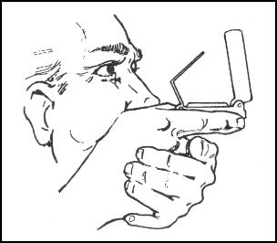 Figure 9-3. Compass-to-cheek technique.